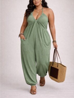 Green Halter Jumpsuit